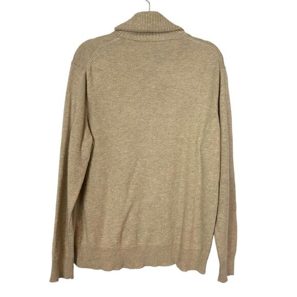 J.Crew Men's Tan Brown Long Sleeve Soft Lambswool Blend Shawl Collar Sweater XL - Picture 4 of 11